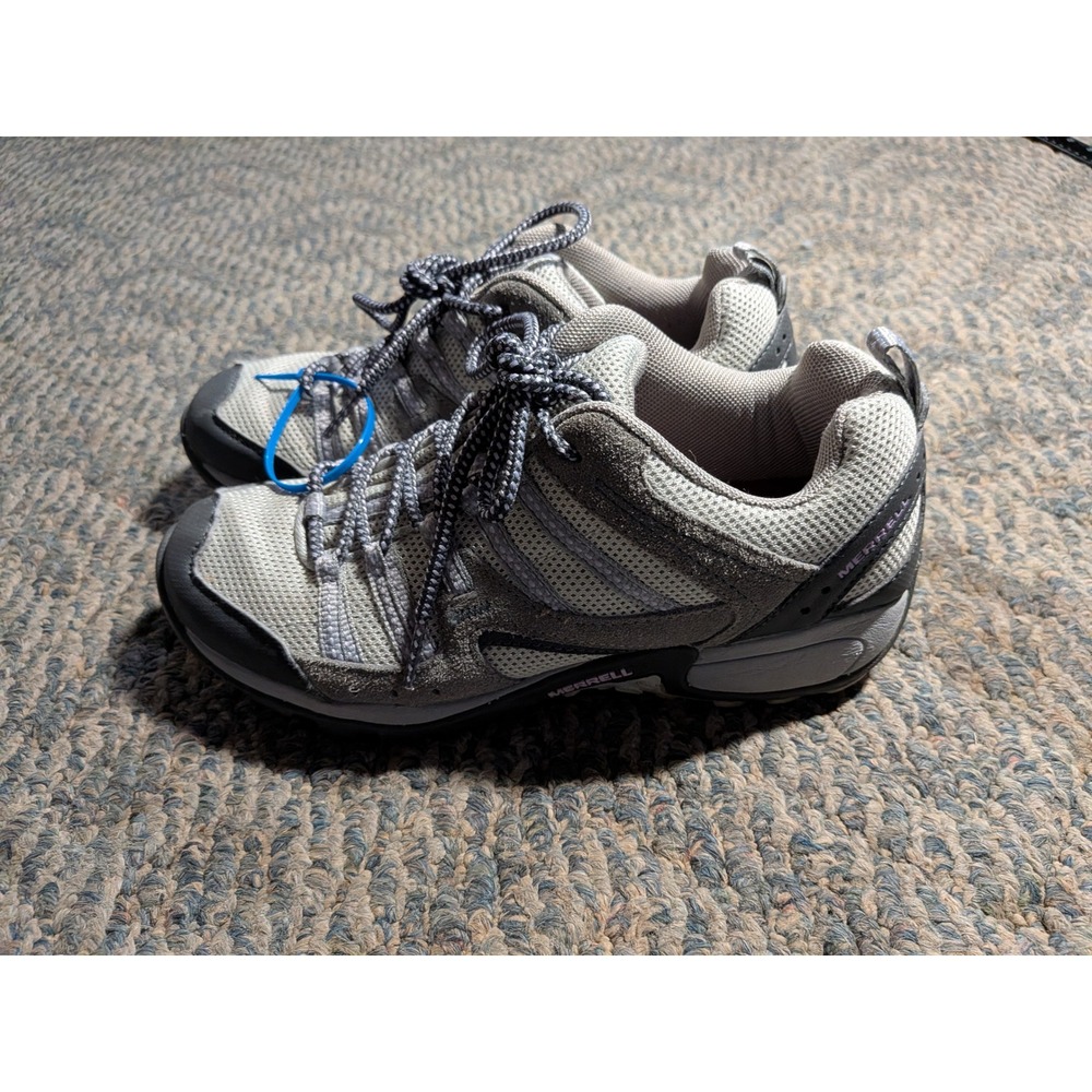 Merrell Air Cushion Hiking Shoes Womens Grey Suede Mesh Low Top Sneakers